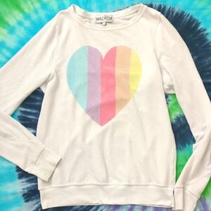 Wildfox rainbow heart sweatshirt jumper